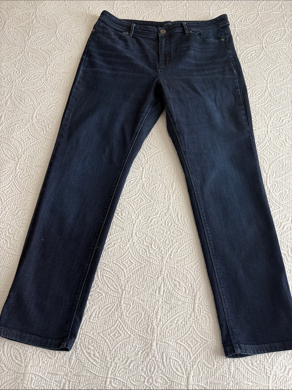 J. Jill Dark Indigo High Rise Straight Legged Denim Jeans Sz 14P